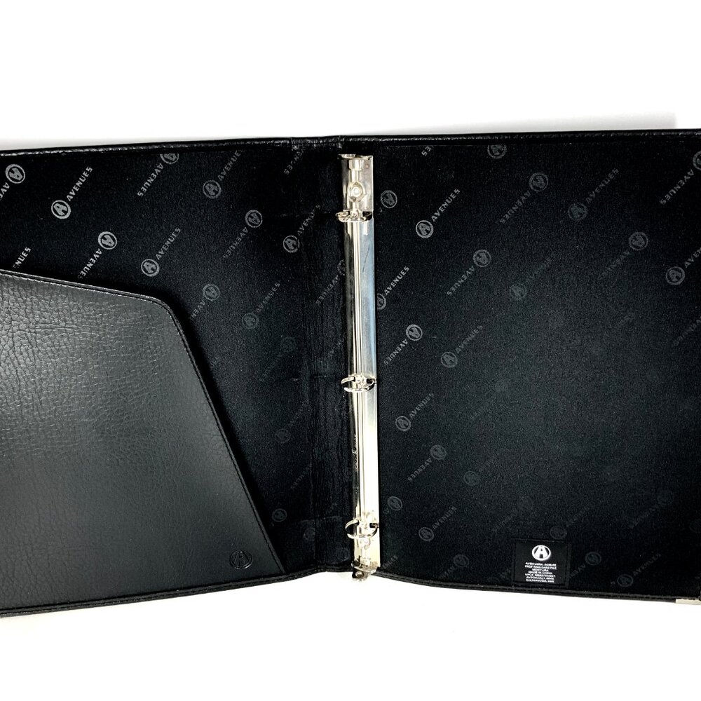 Avenues Vintage-Style Black Faux Leather 3-Ring Binder – Classic Office Organiza